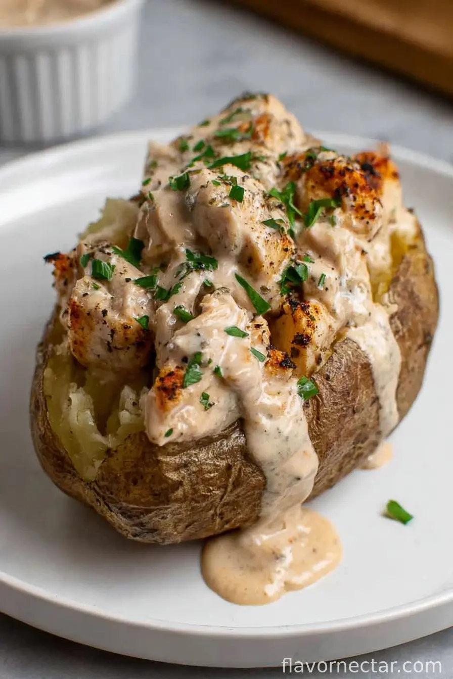Chicken Alfredo Stuffed Potato