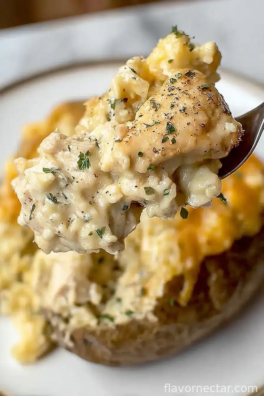 Chicken Alfredo Stuffed Potato