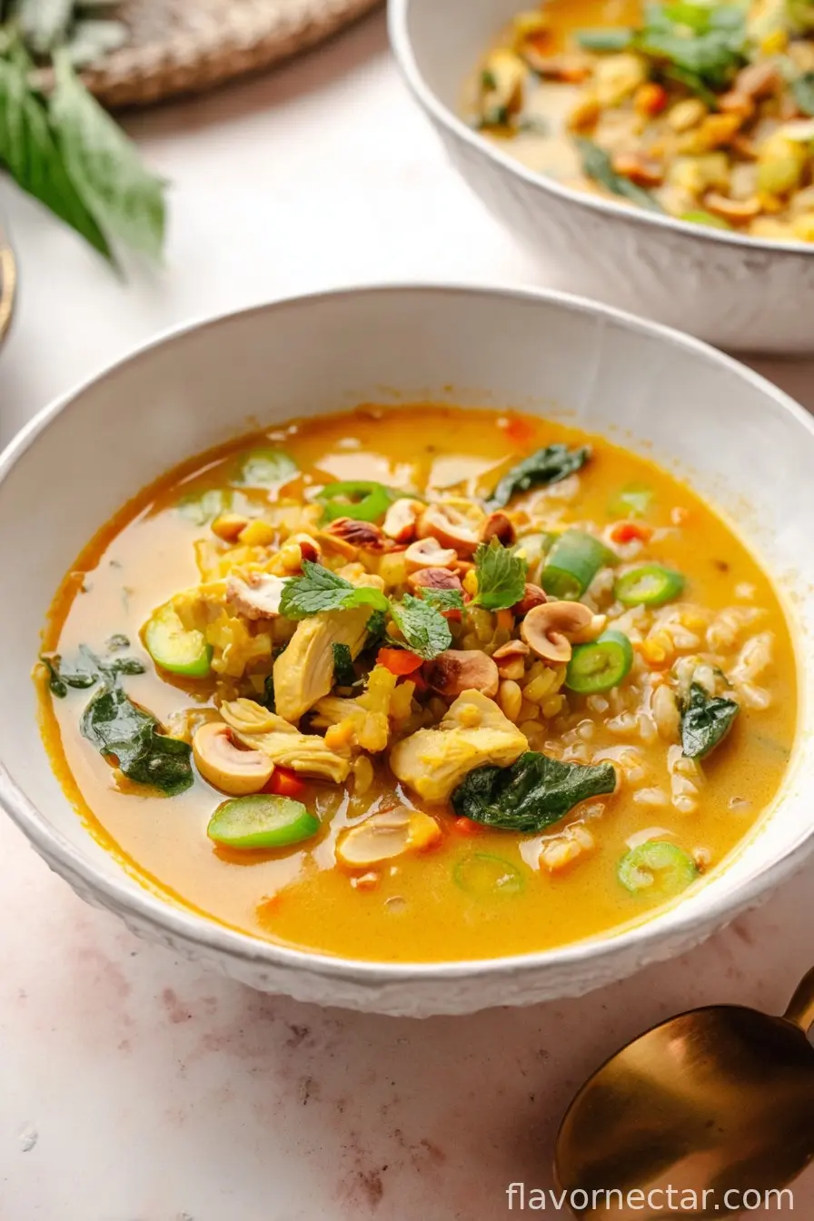 Healing Ginger Coconut Chicken Brown Rice Soup