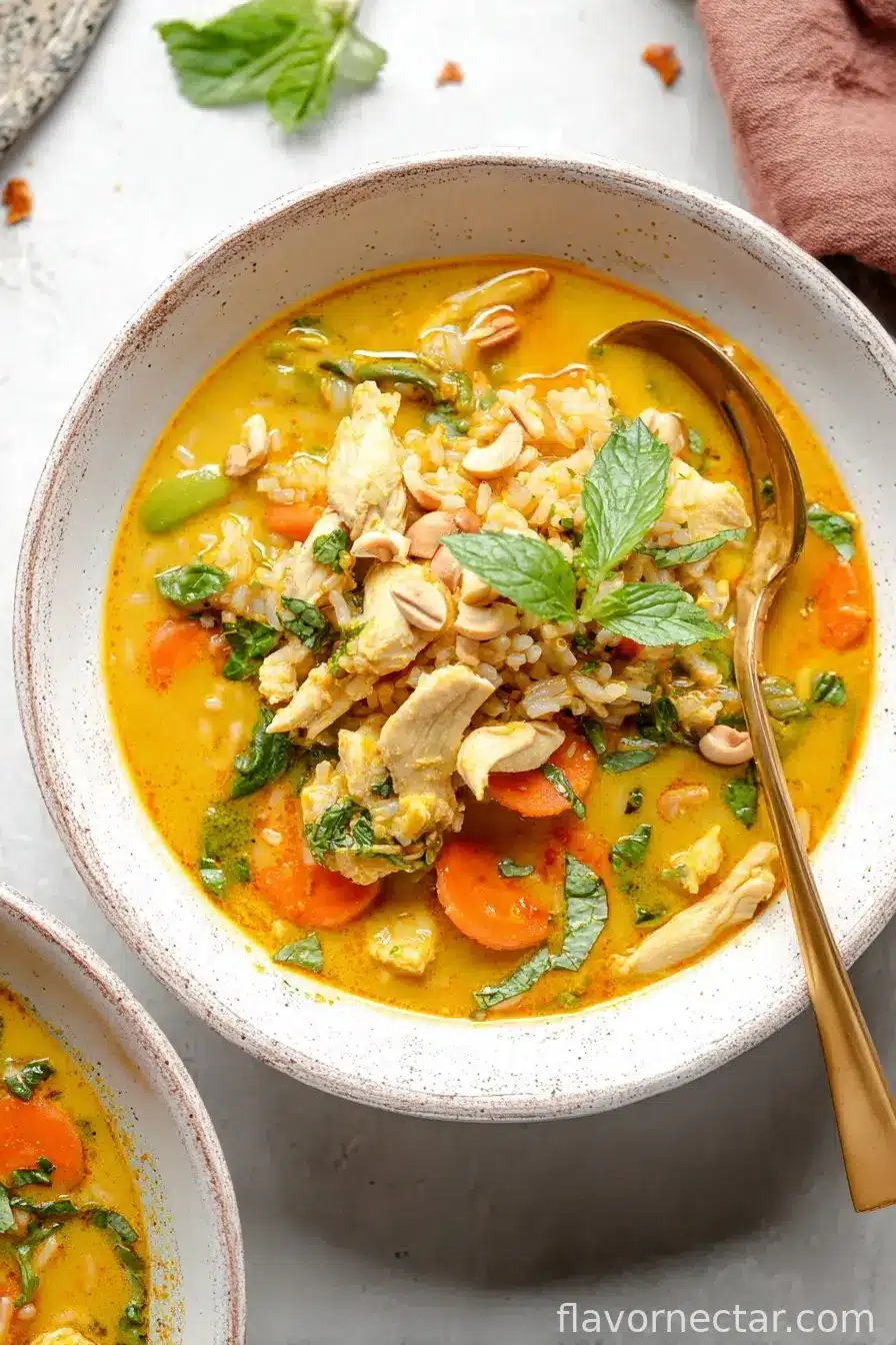 Healing Ginger Coconut Chicken Brown Rice Soup