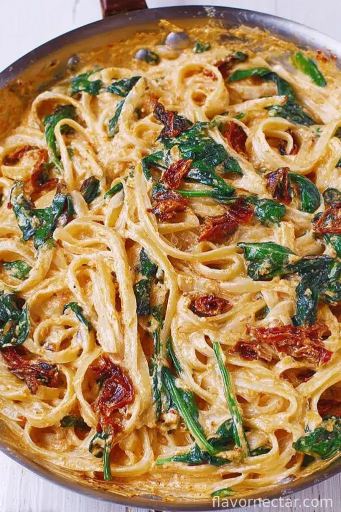 Linguine with Spinach and Sun-Dried Tomato Cream Sauce