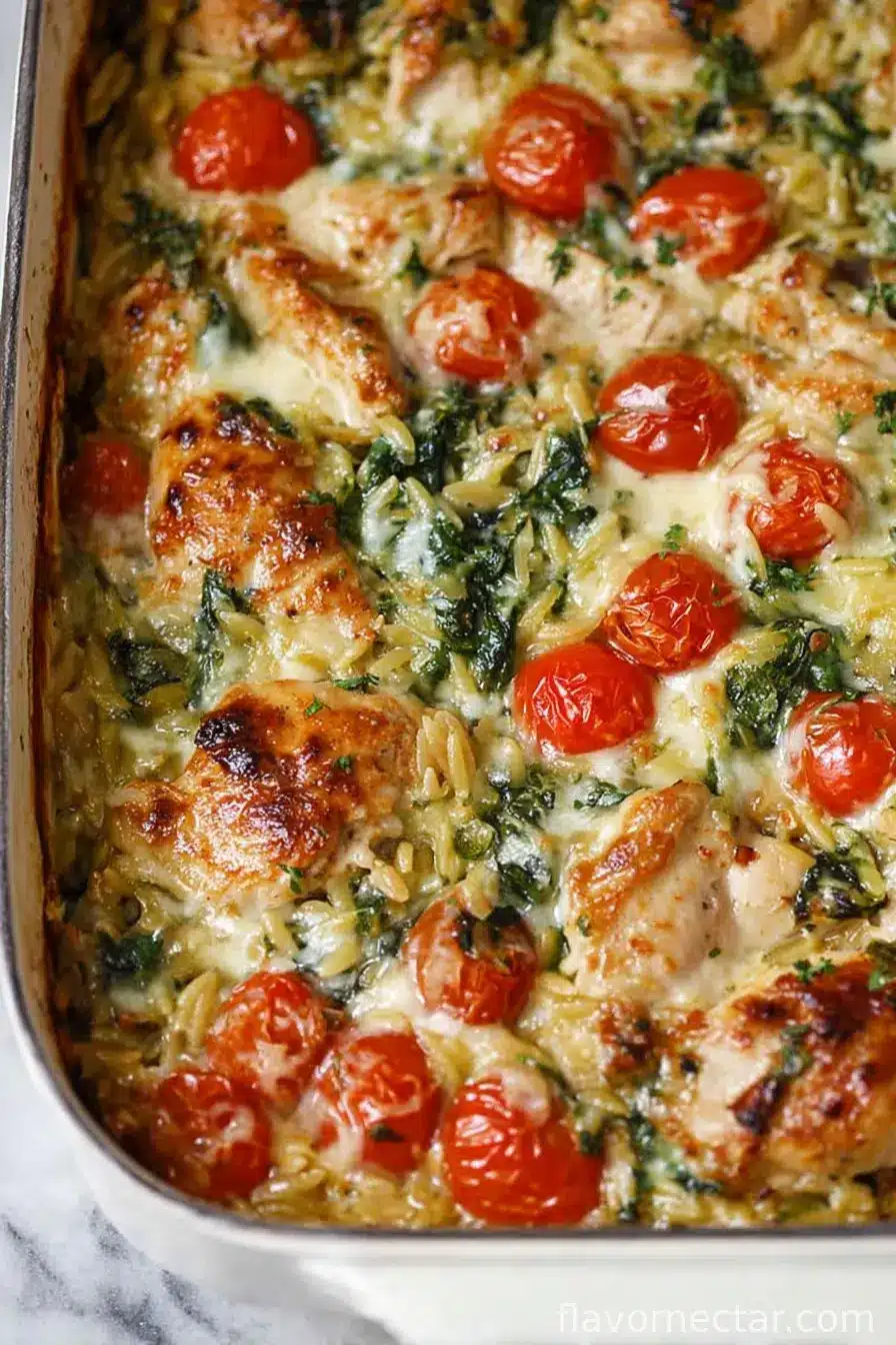 One-Pan Orzo Tuscan Chicken Bake