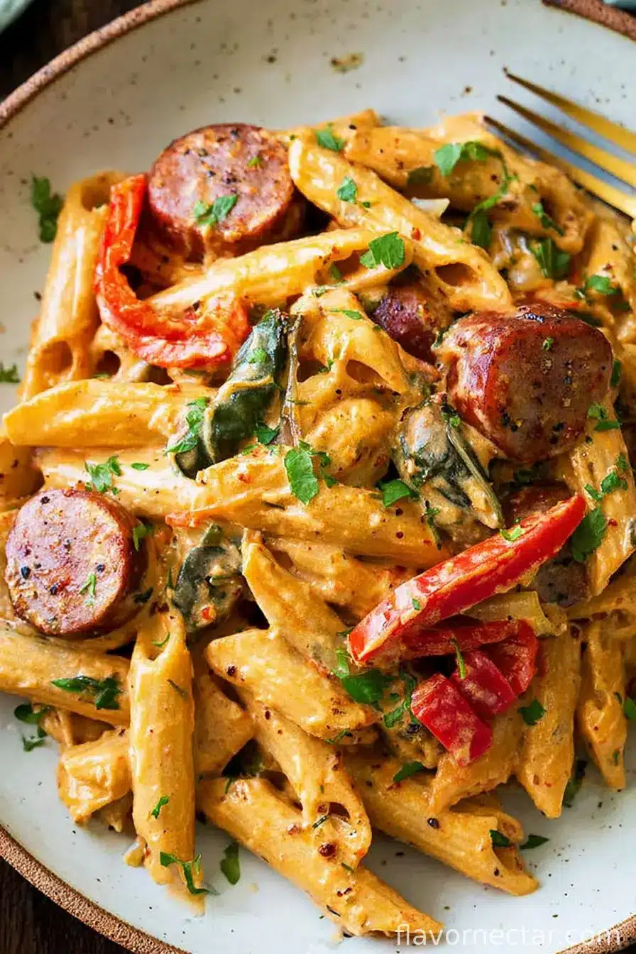 One Pot Creamy Cajun Sausage Pasta