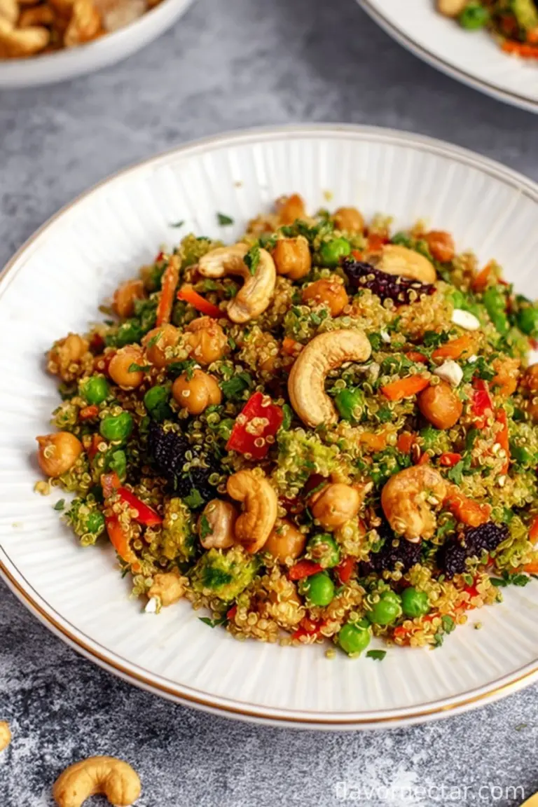 Vibrant Curry Cashew Chickpea Quinoa Salad