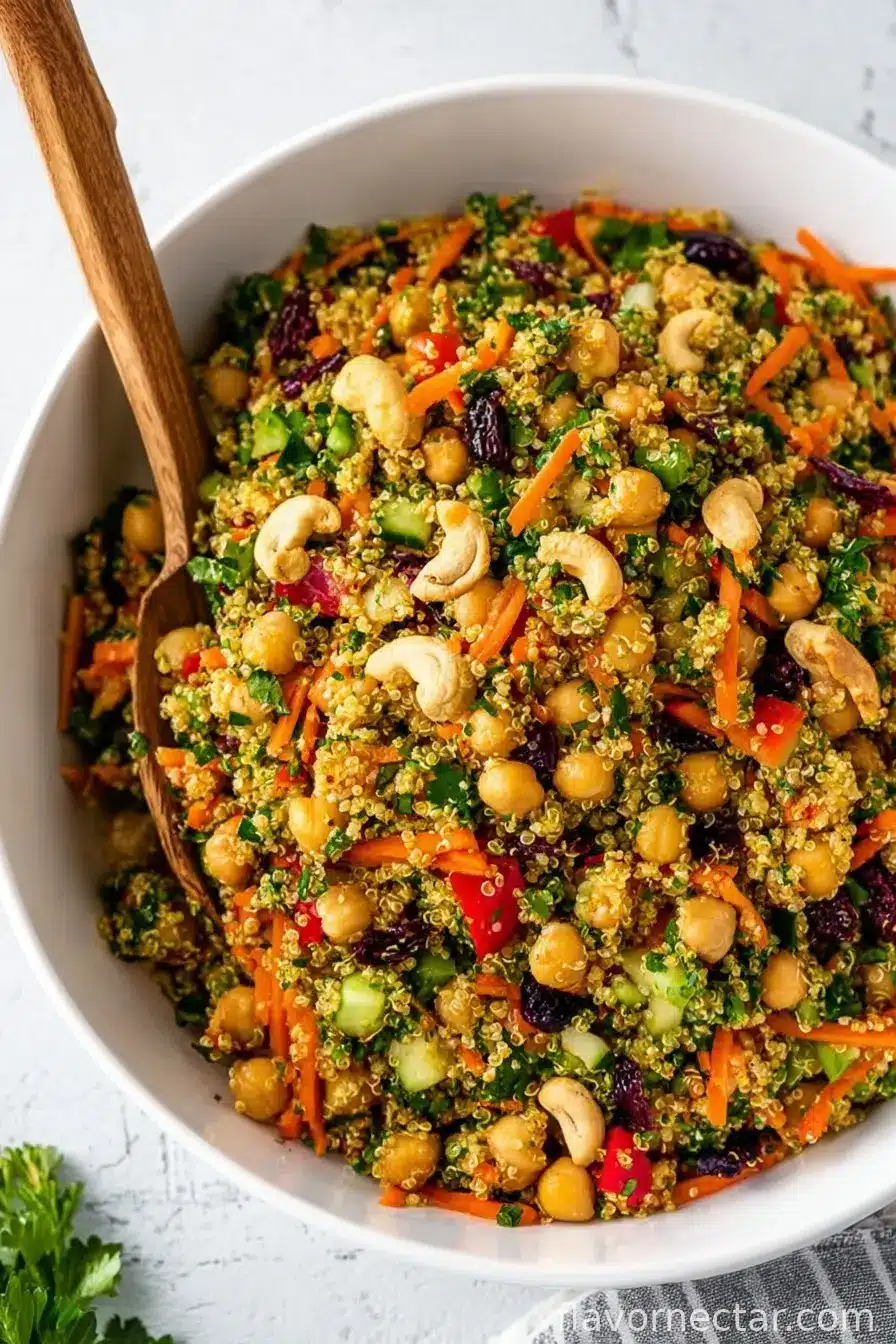 Vibrant Curry Cashew Chickpea Quinoa Salad