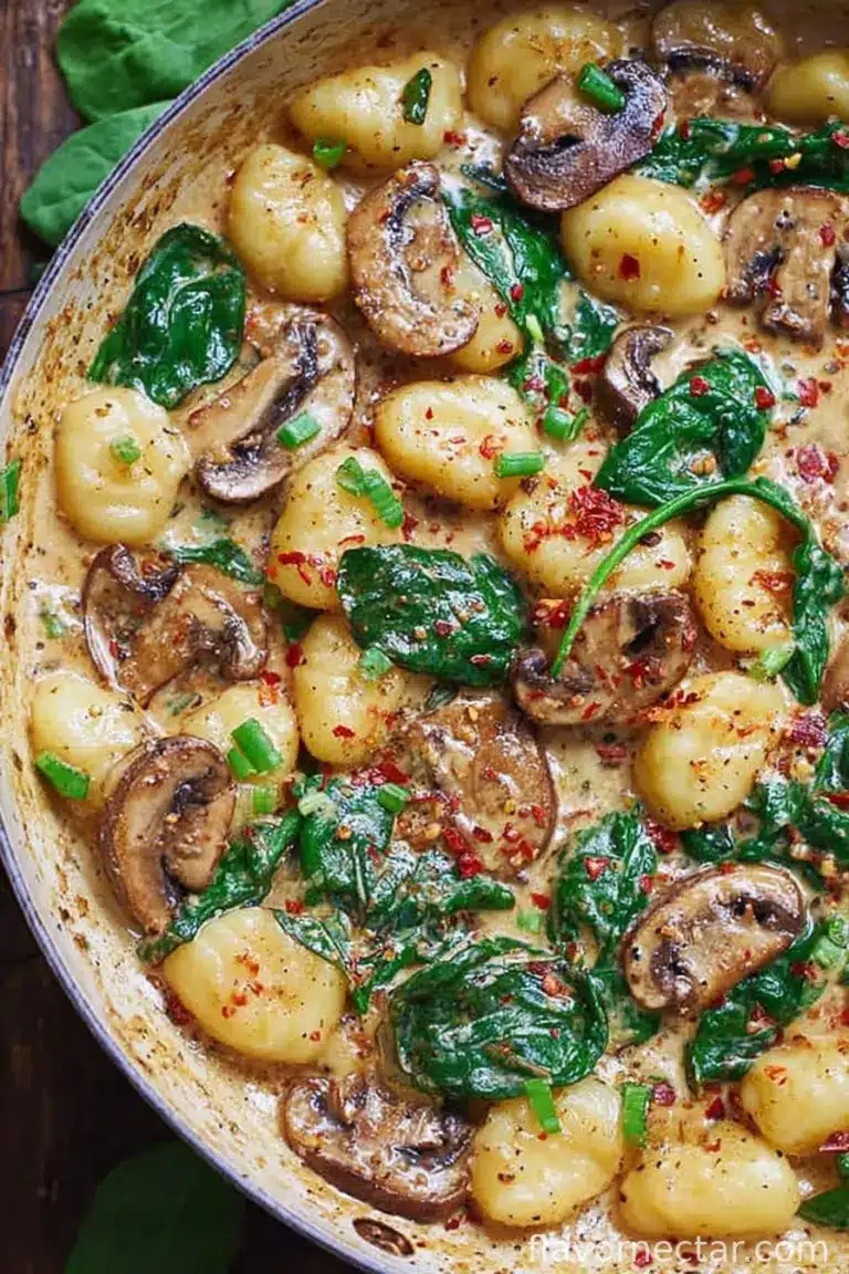 Creamy Spinach and Mushroom Gnocchi