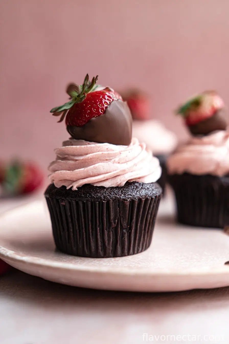 Decadent Chocolate Strawberry Cupcakes
