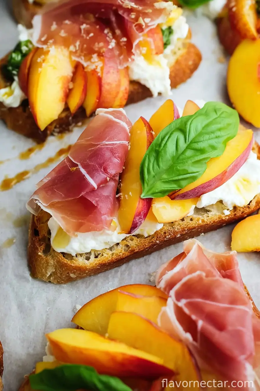 Peach, Burrata, And Prosciutto Toast