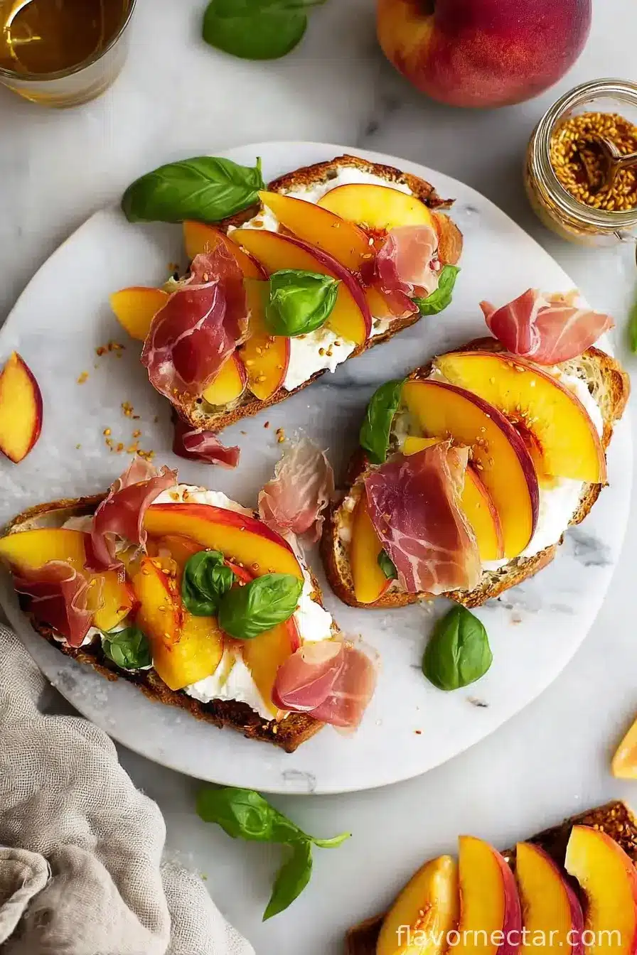 Peach, Burrata, And Prosciutto Toast
