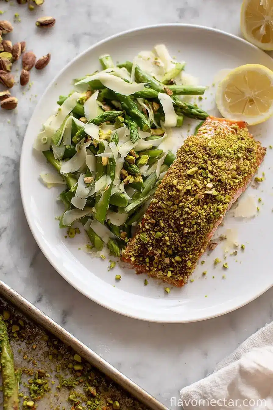 Pistachio Crusted Salmon with Shaved Asparagus Salad