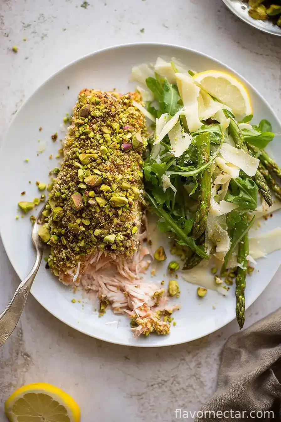 Pistachio Crusted Salmon with Shaved Asparagus Salad