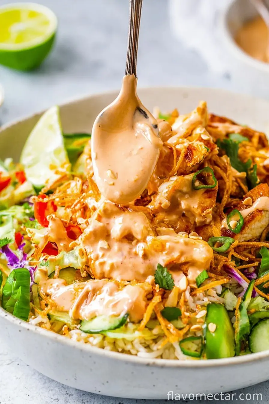 Chicken Satay Crispy Rice Salad Bowls