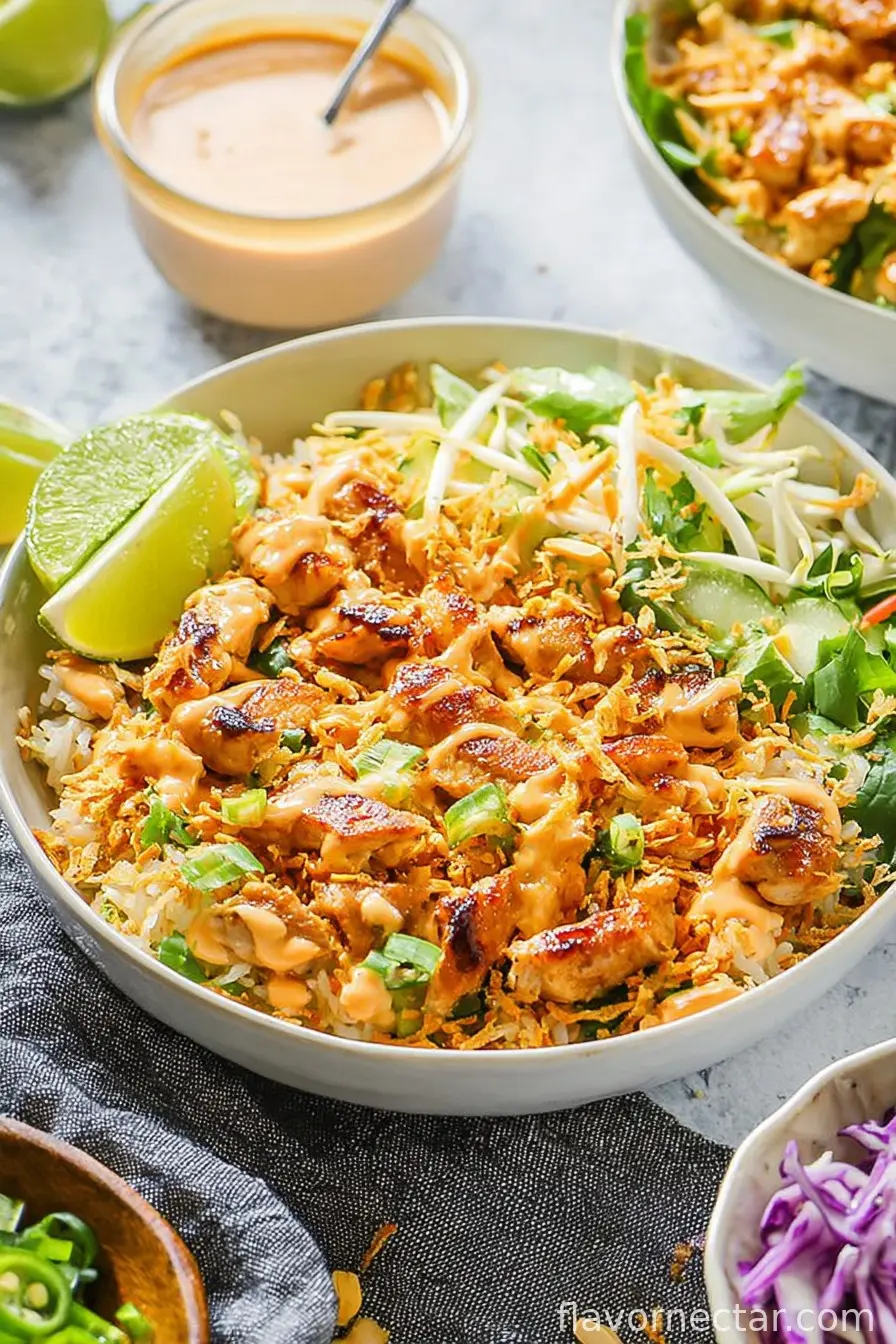 Chicken Satay Crispy Rice Salad Bowls