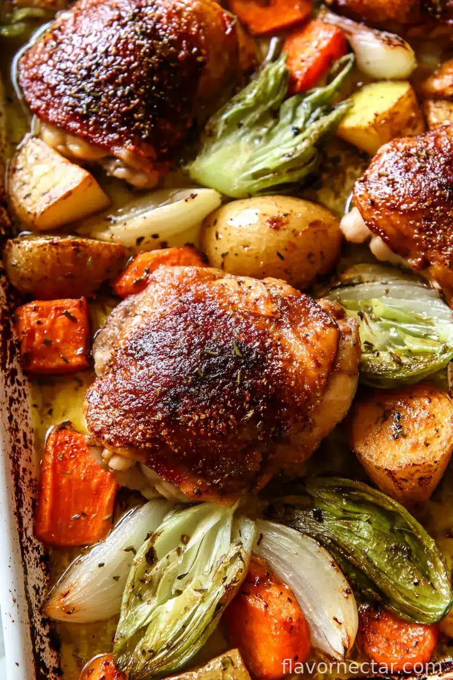 Crispy Roasted (Bone-In) Chicken Thighs With Veggies