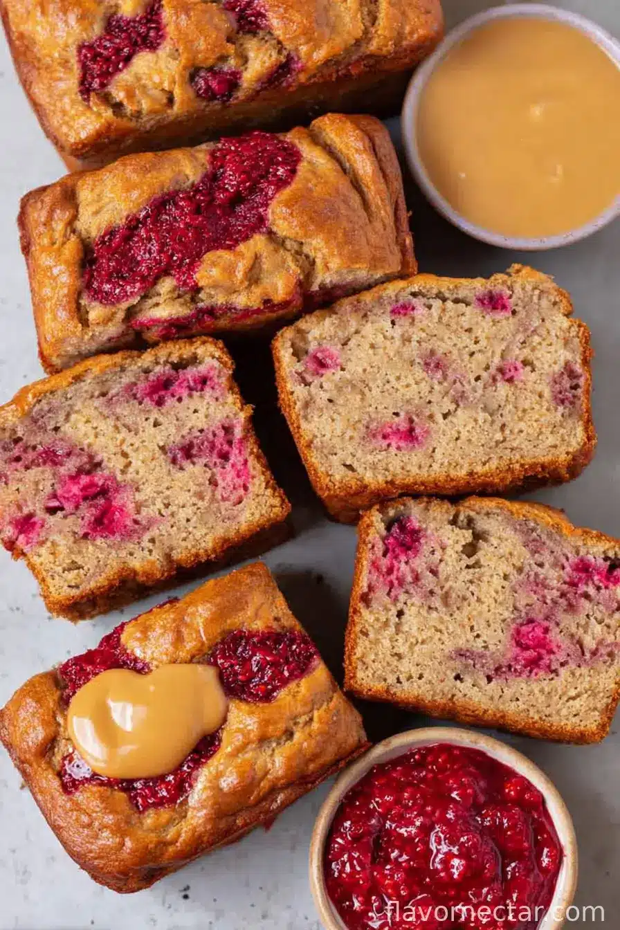 Healthy Peanut Butter and Jelly Banana Bread