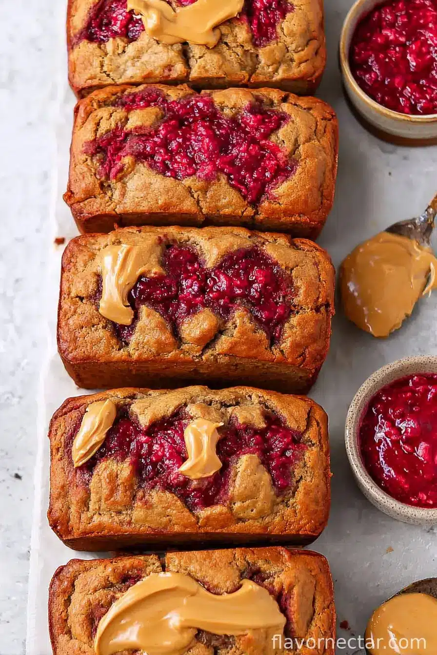 Healthy Peanut Butter and Jelly Banana Bread