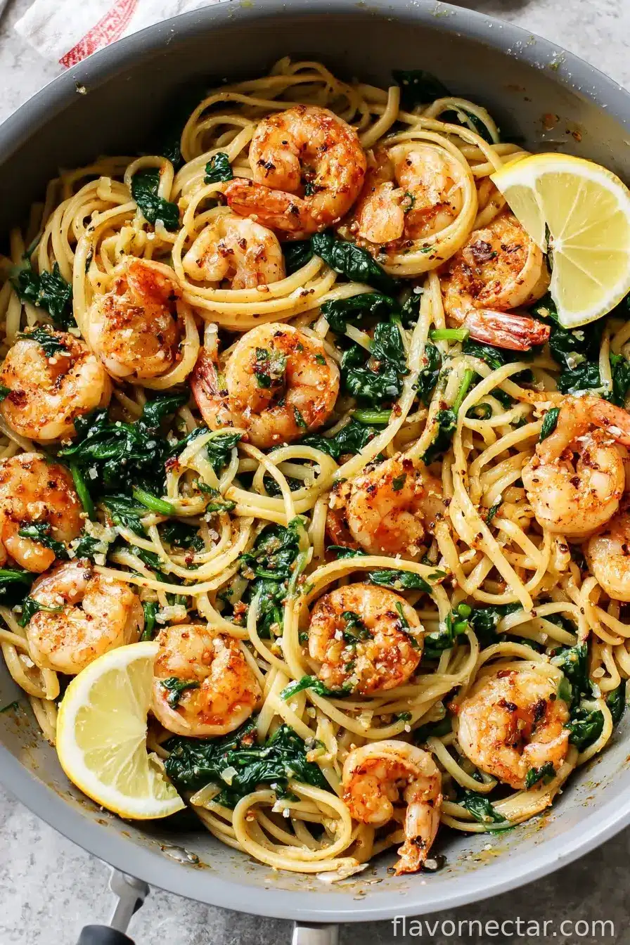 Lemon Garlic Shrimp Pasta With Spinach
