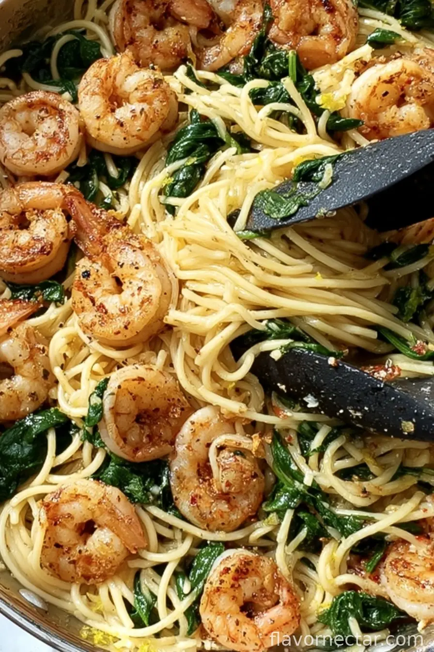 Lemon Garlic Shrimp Pasta With Spinach