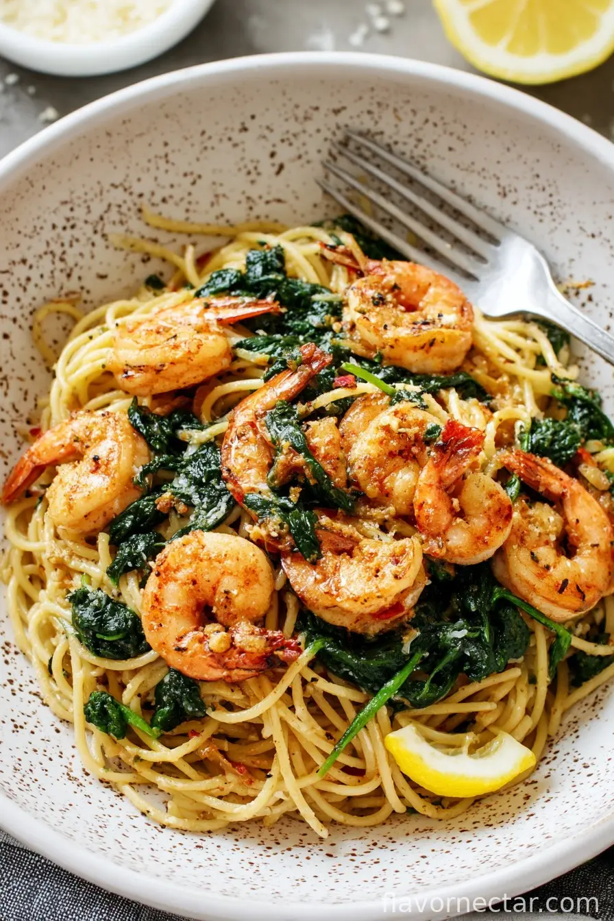Lemon Garlic Shrimp Pasta With Spinach