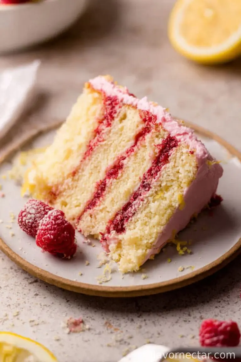 Moist Lemon Cake with Raspberry Frosting