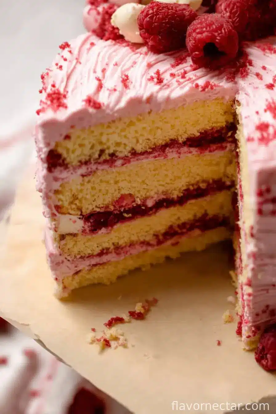 Moist Lemon Cake with Raspberry Frosting