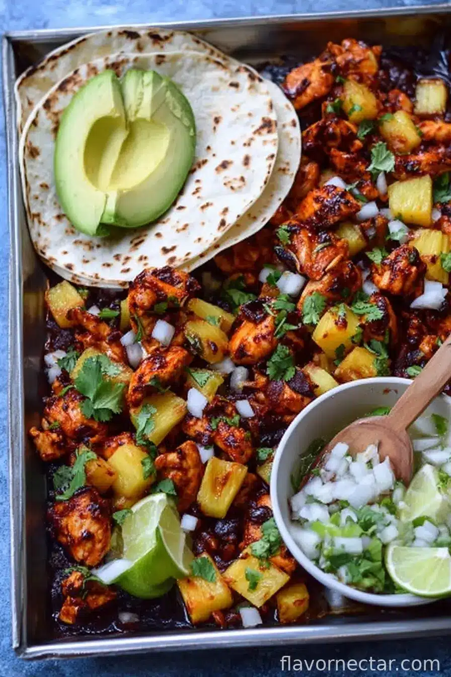 One Pan Chicken and Pineapple Tacos