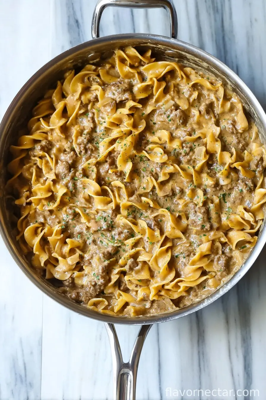 One Pot Ground Beef Stroganoff