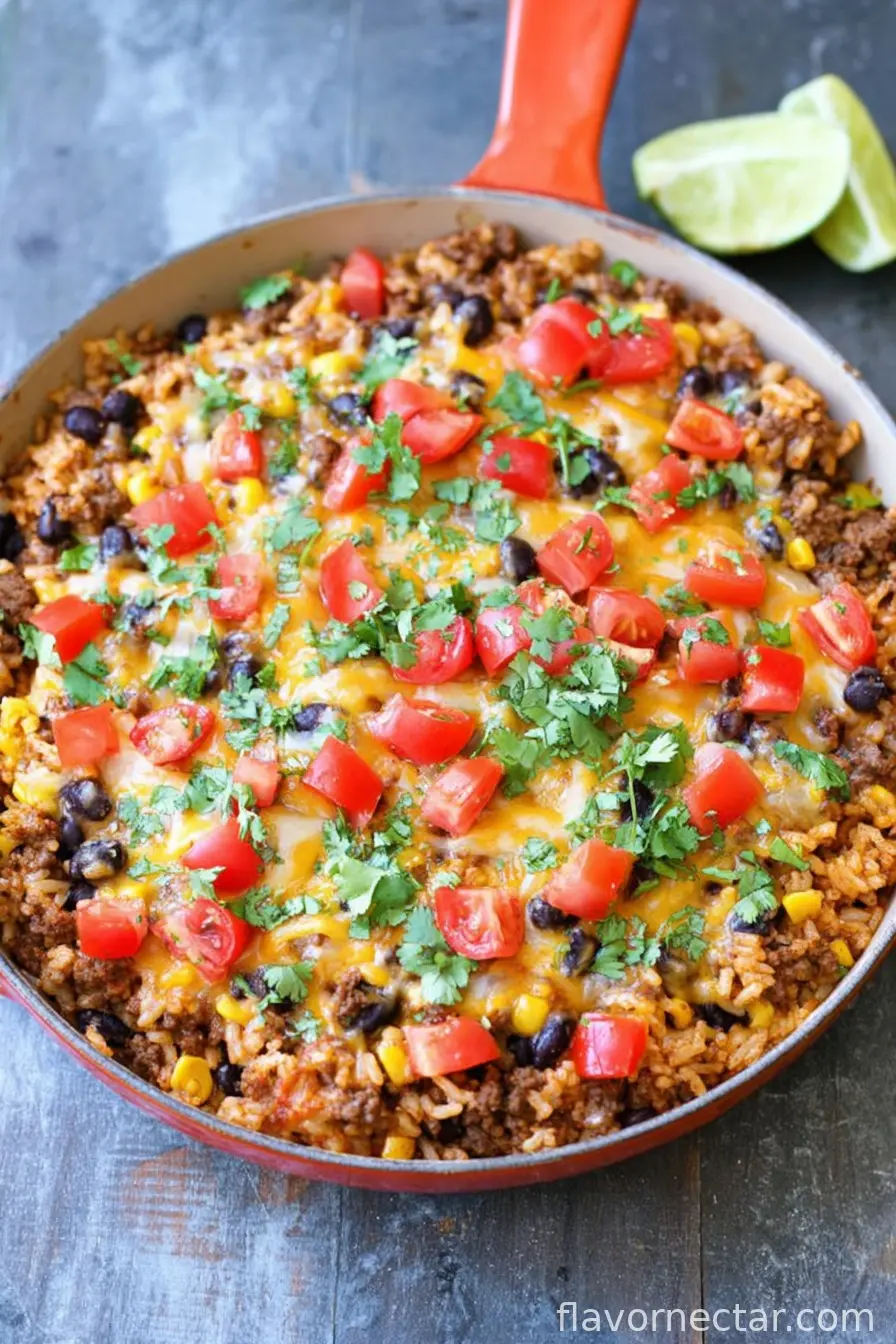 One Pot Mexican Beef and Rice Casserole
