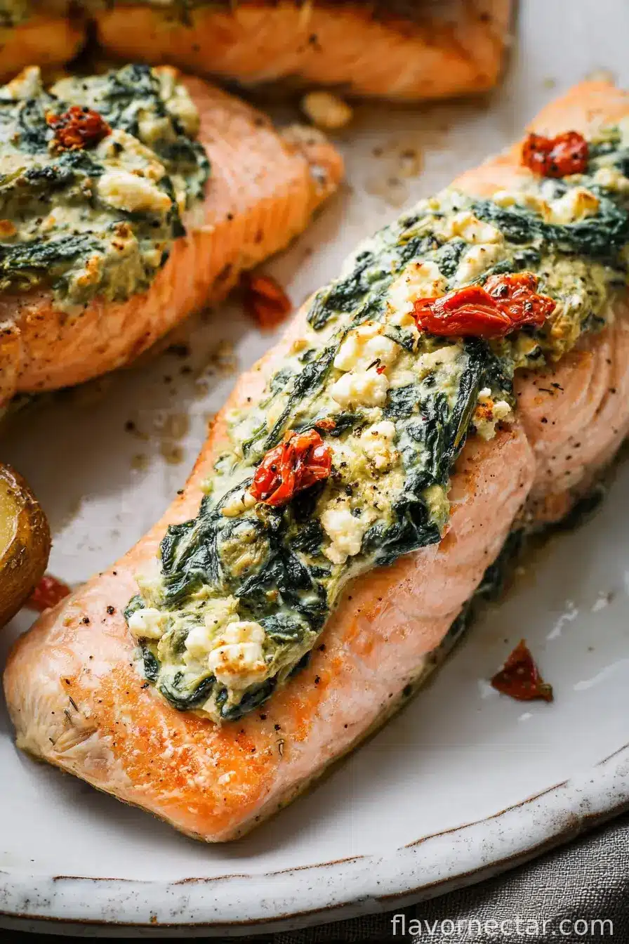 Stuffed Salmon With Spinach & Feta