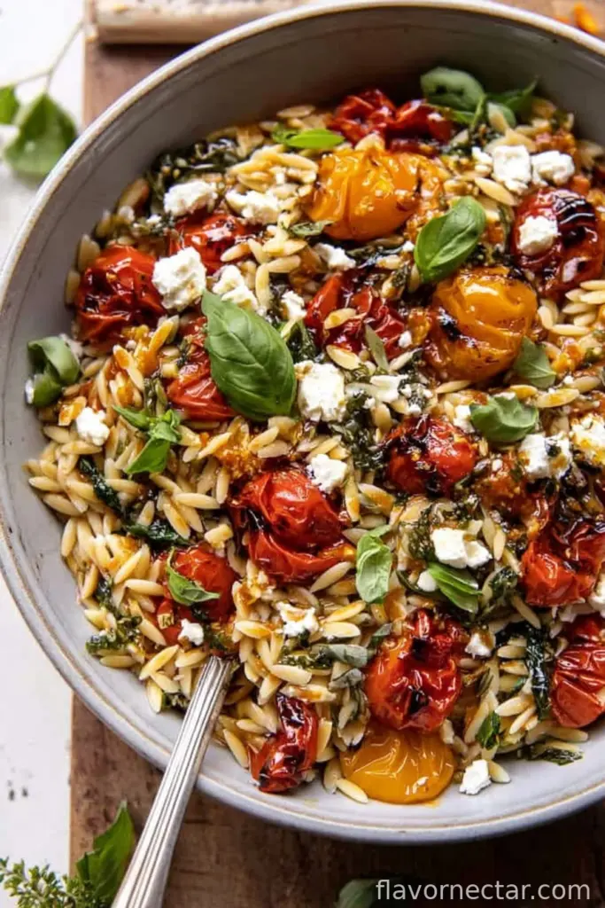 Roasted Tomato Basil and Feta Orzo