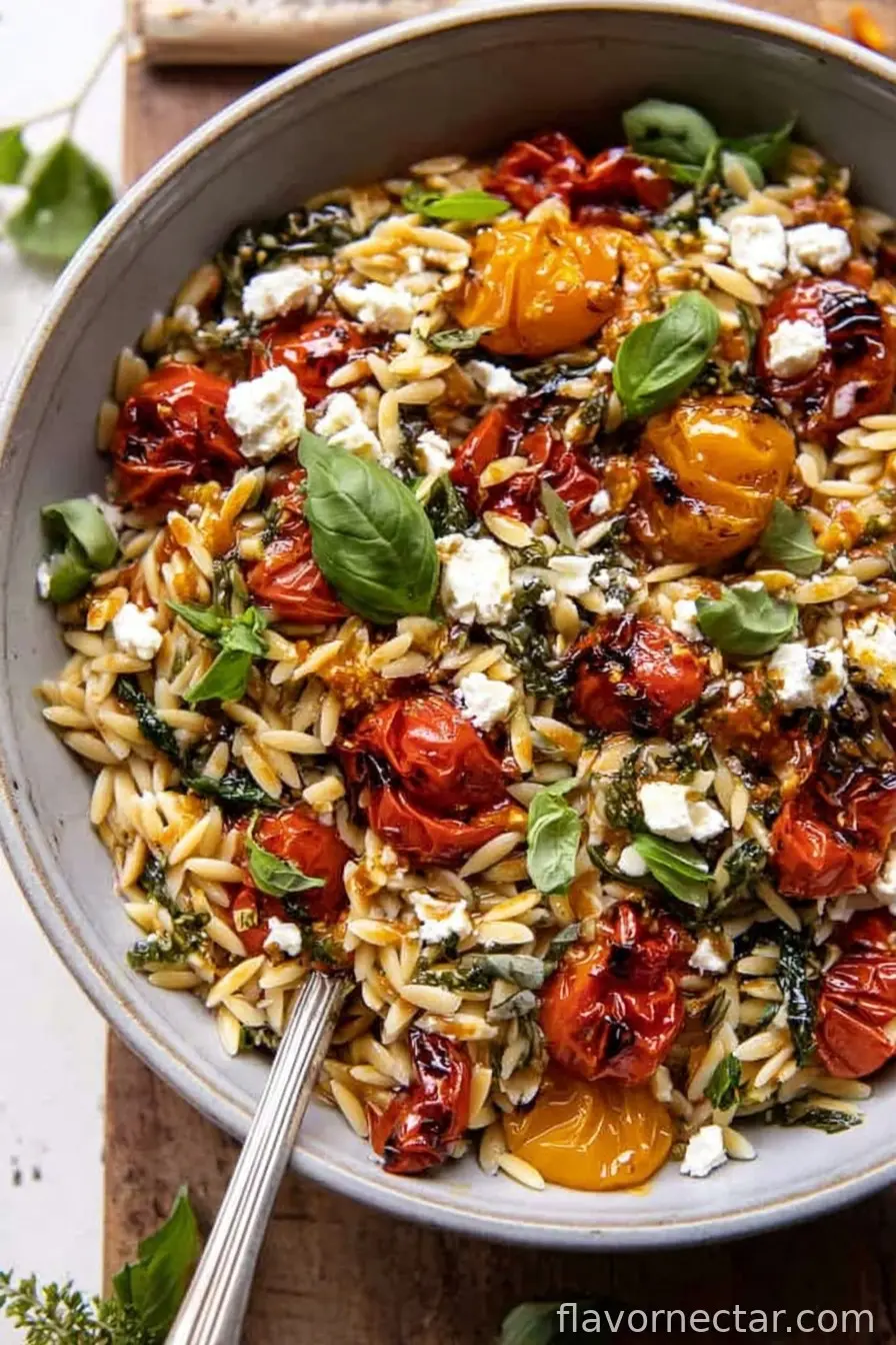 Roasted Tomato Basil and Feta Orzo