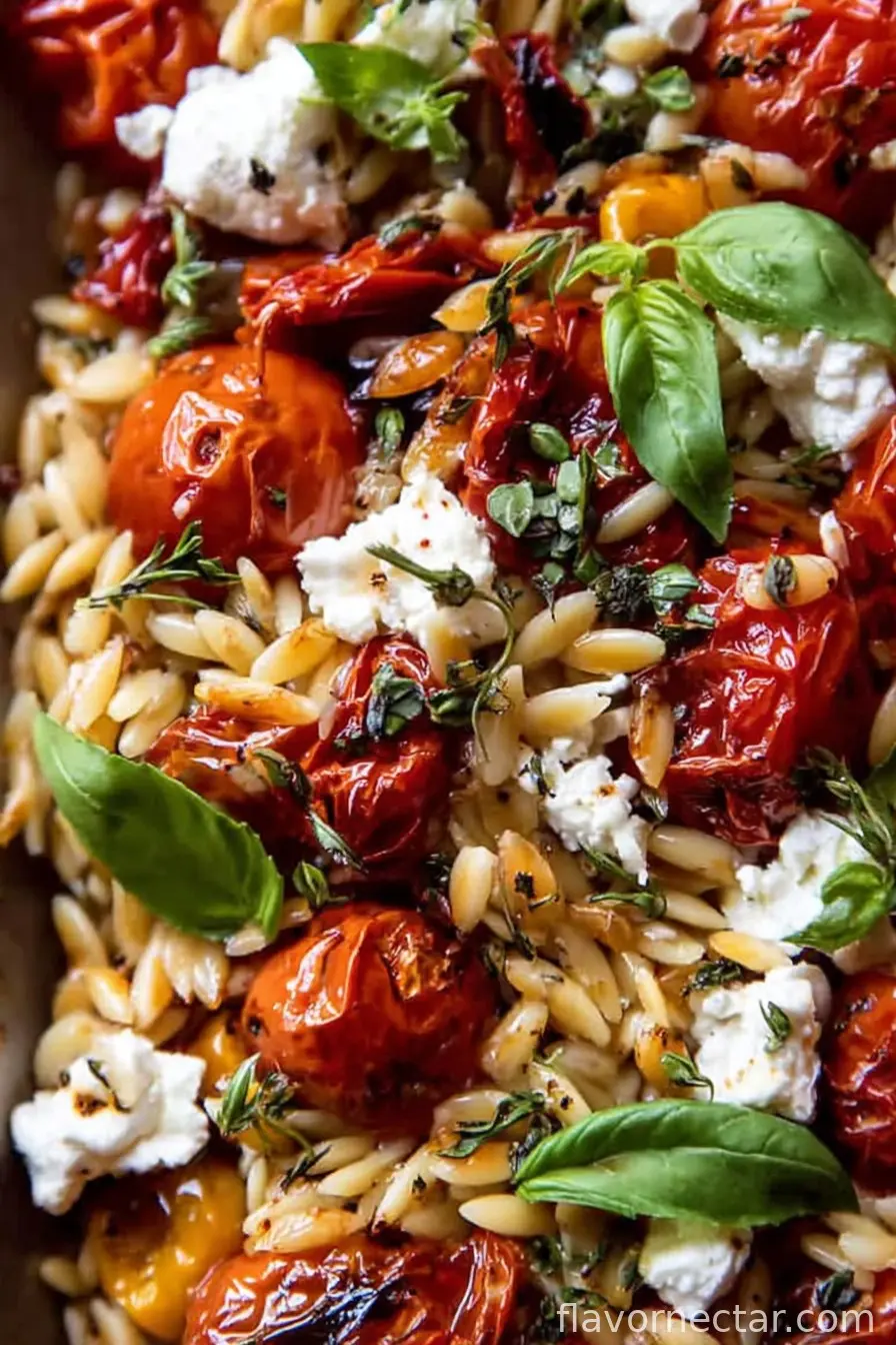 Roasted Tomato Basil and Feta Orzo