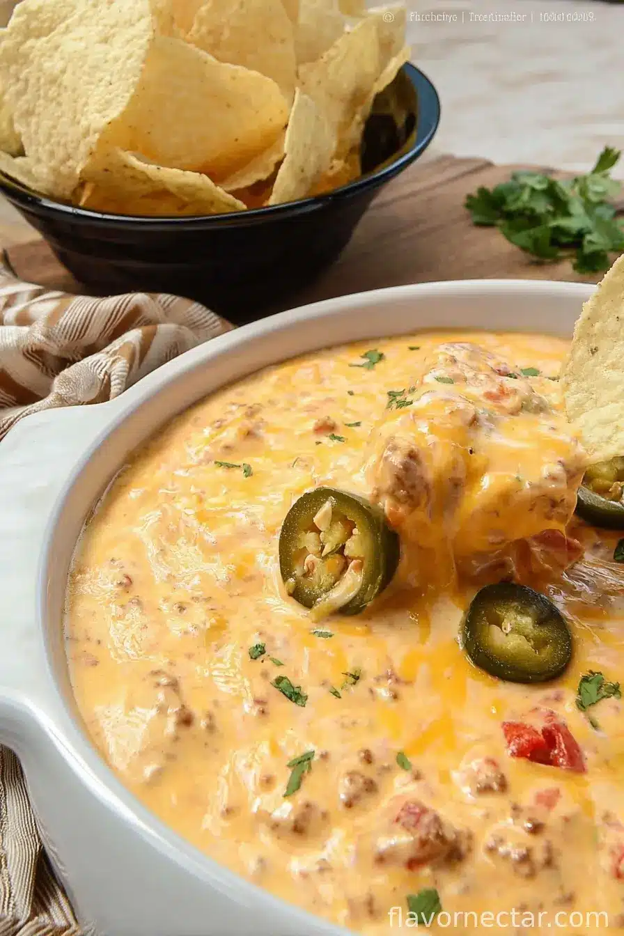 Cheesy Dip with Rotel and Sausage In Slow Cooker