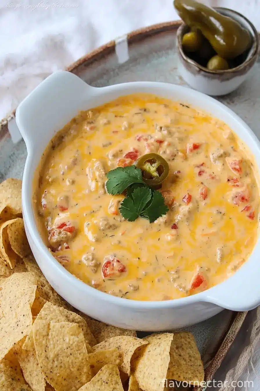 Cheesy Dip with Rotel and Sausage In Slow Cooker