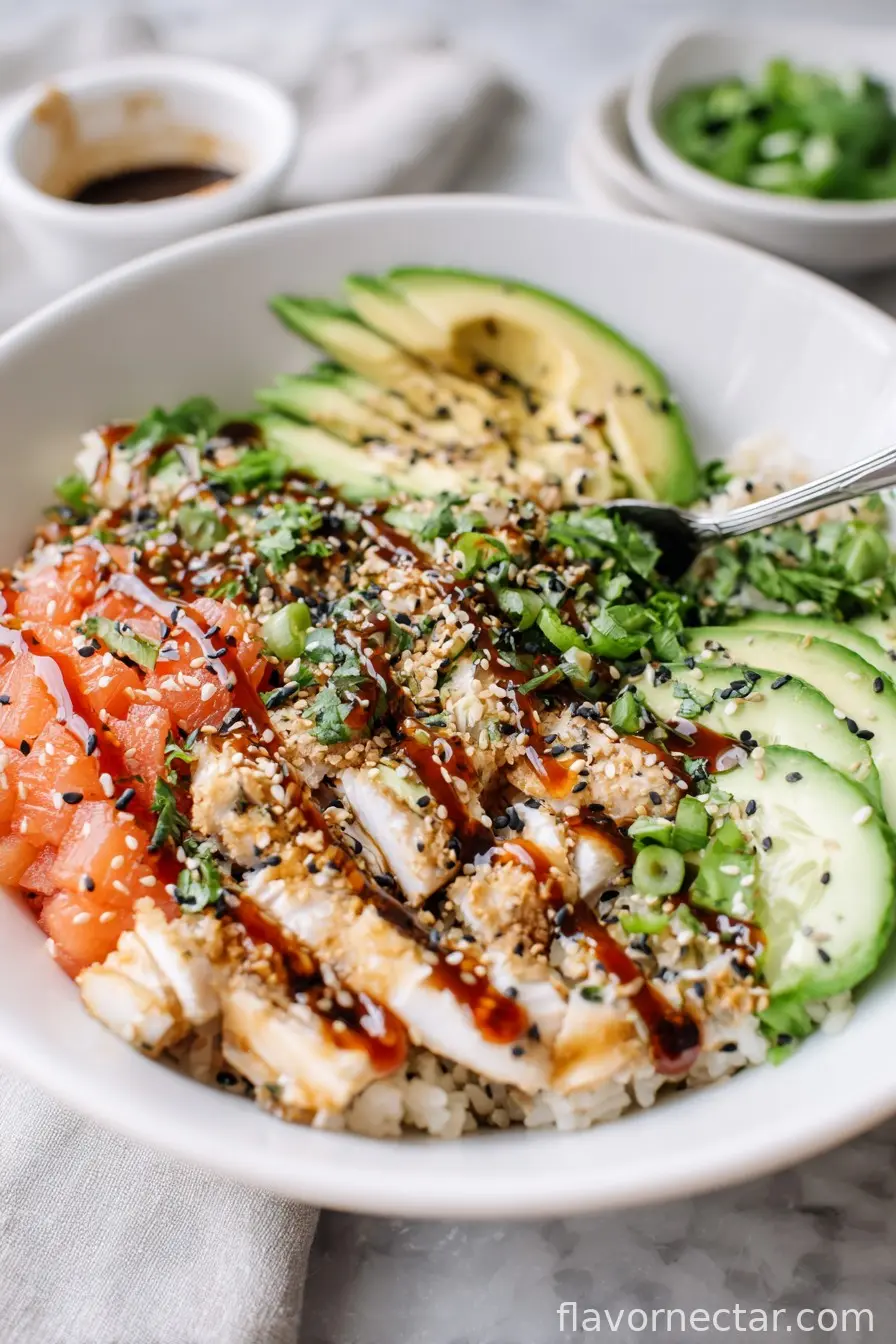 Crunch Roll Sushi Bowl with Easy Eel Sauce