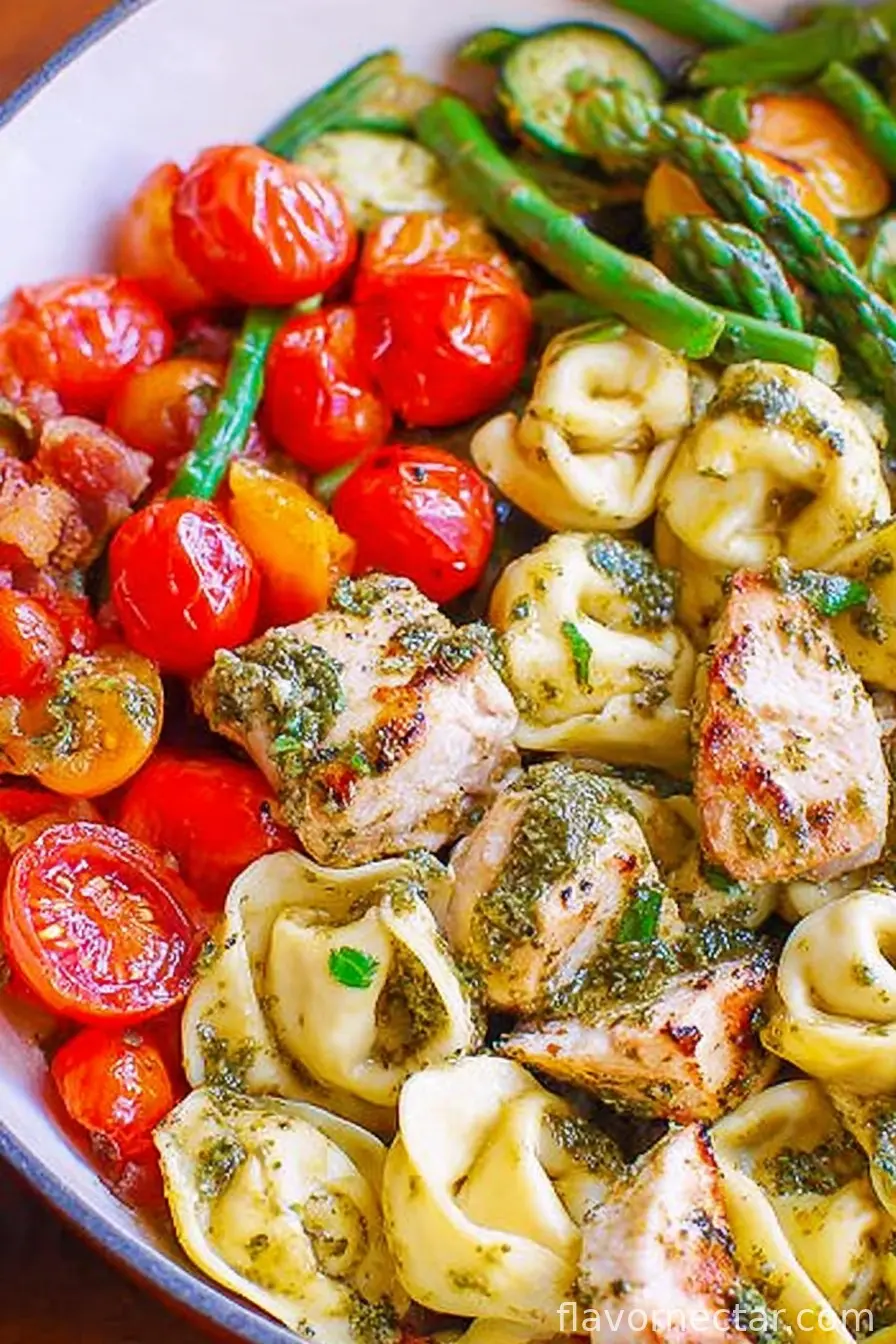 Pesto Chicken Tortellini and Veggies