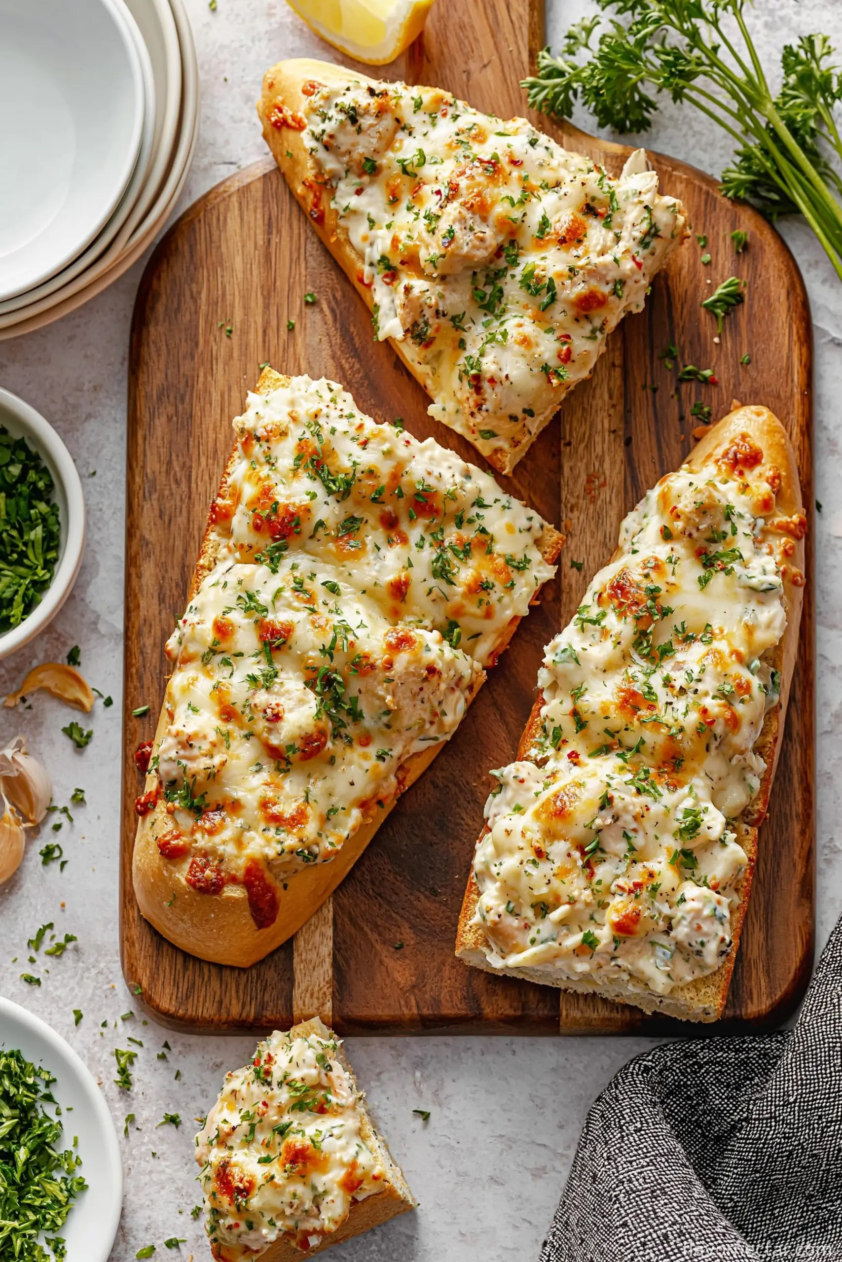 Chicken Alfredo Garlic Bread