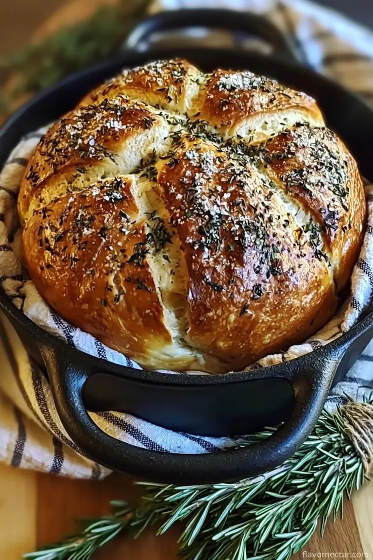 Garlic Herb Dutch Oven Bread