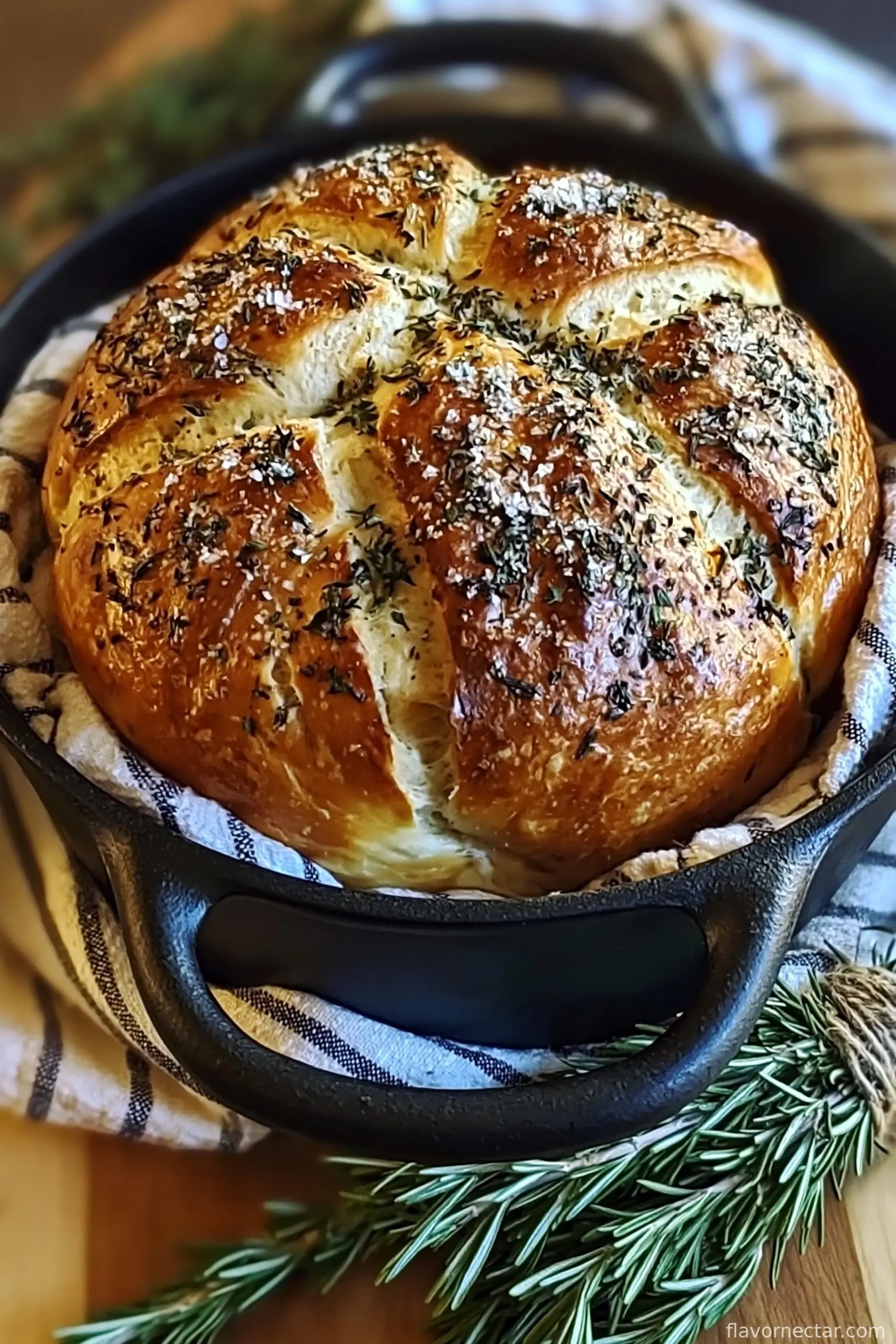 Garlic Herb Dutch Oven Bread
