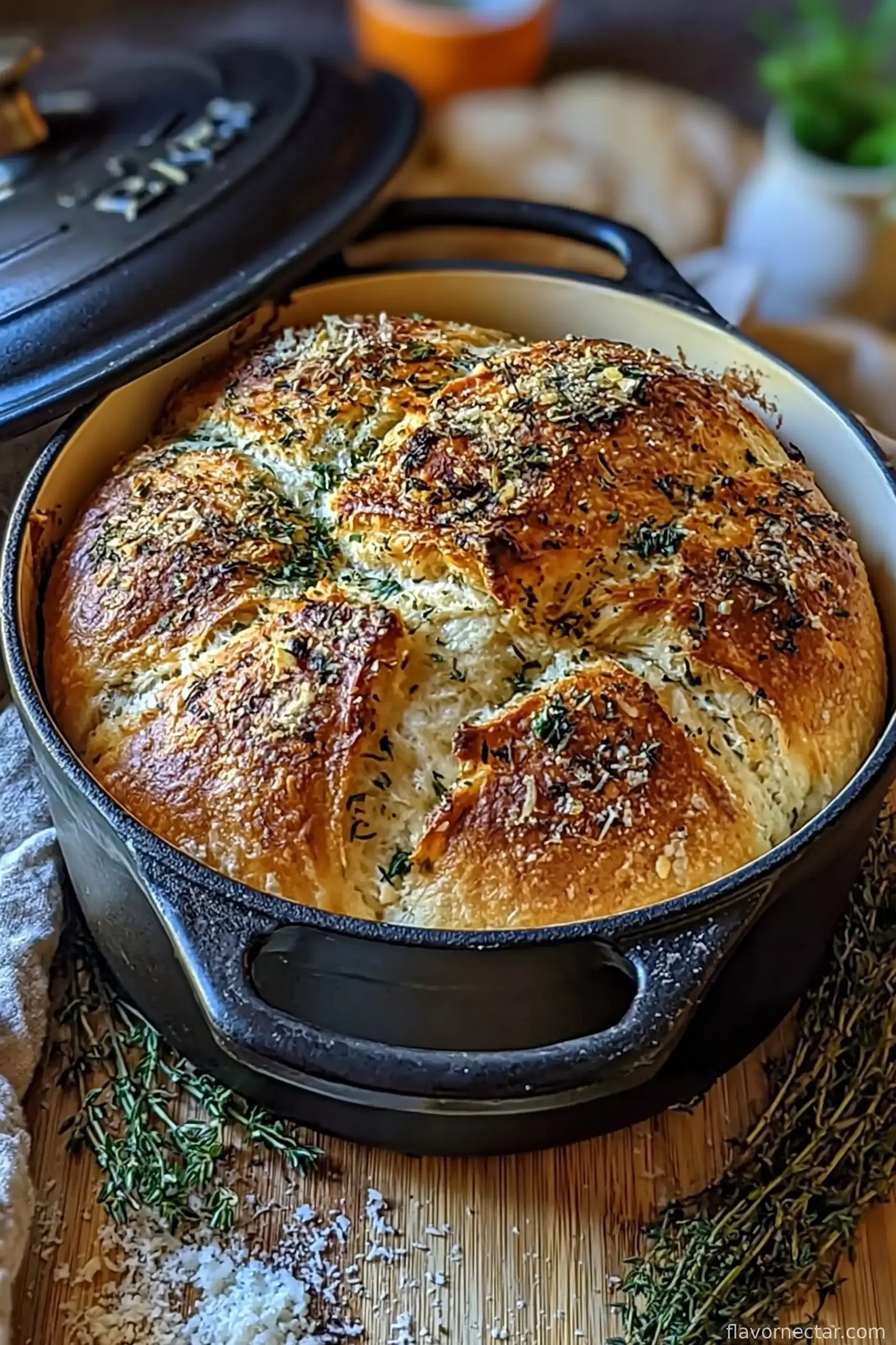 Garlic Herb Dutch Oven Bread