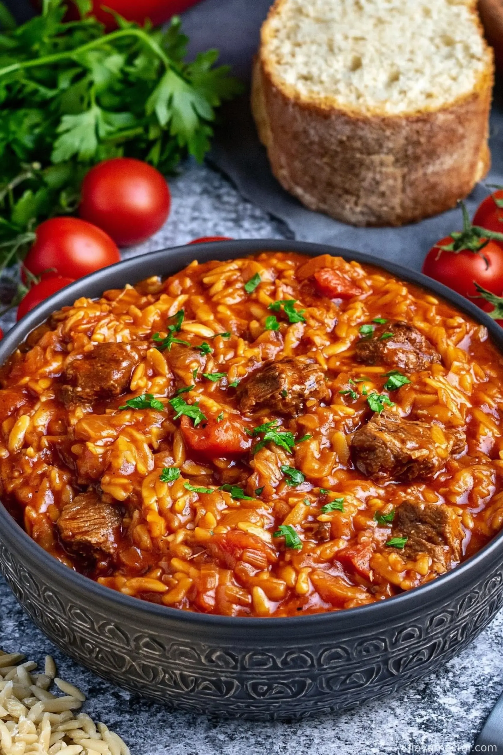 Giouvetsi (Greek Beef Stew with Orzo)