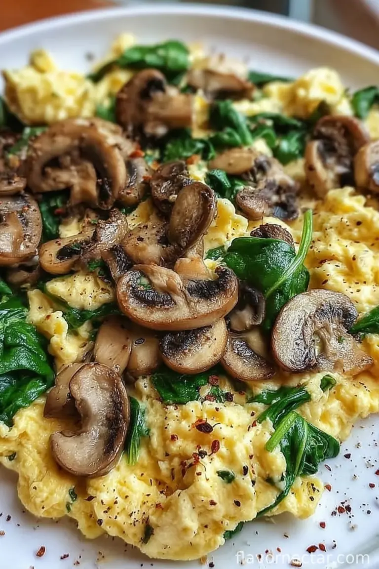 Mushroom Spinach Scrambled Eggs