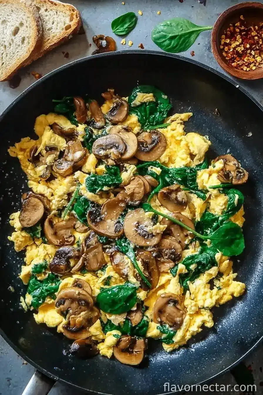 Mushroom Spinach Scrambled Eggs
