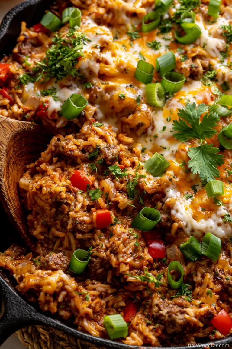 One Pot Cheesy Cajun Beef Rice