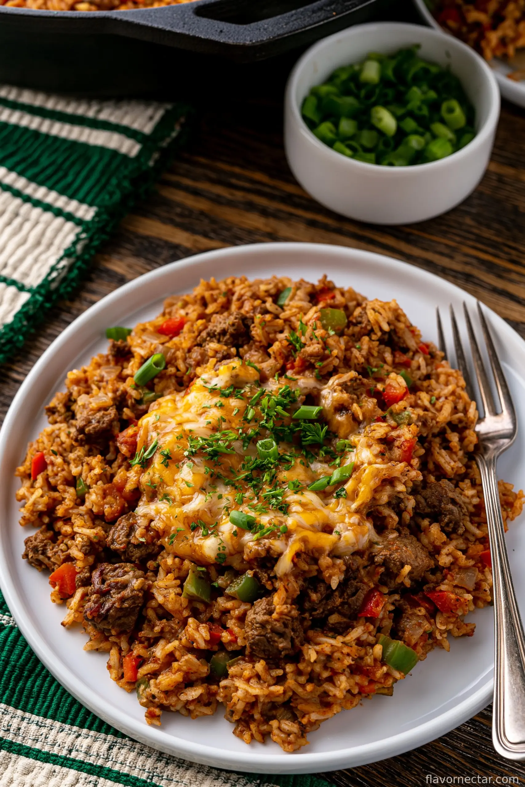 One Pot Cheesy Cajun Beef Rice