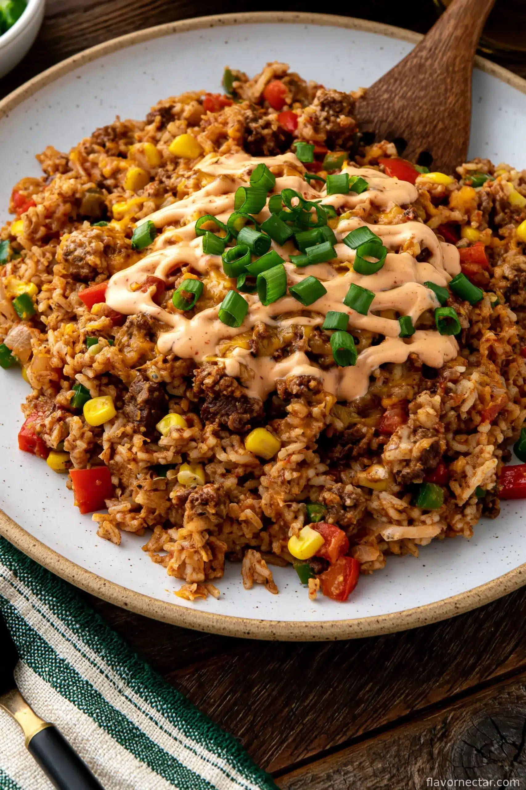 One Pot Cheesy Cajun Beef Rice