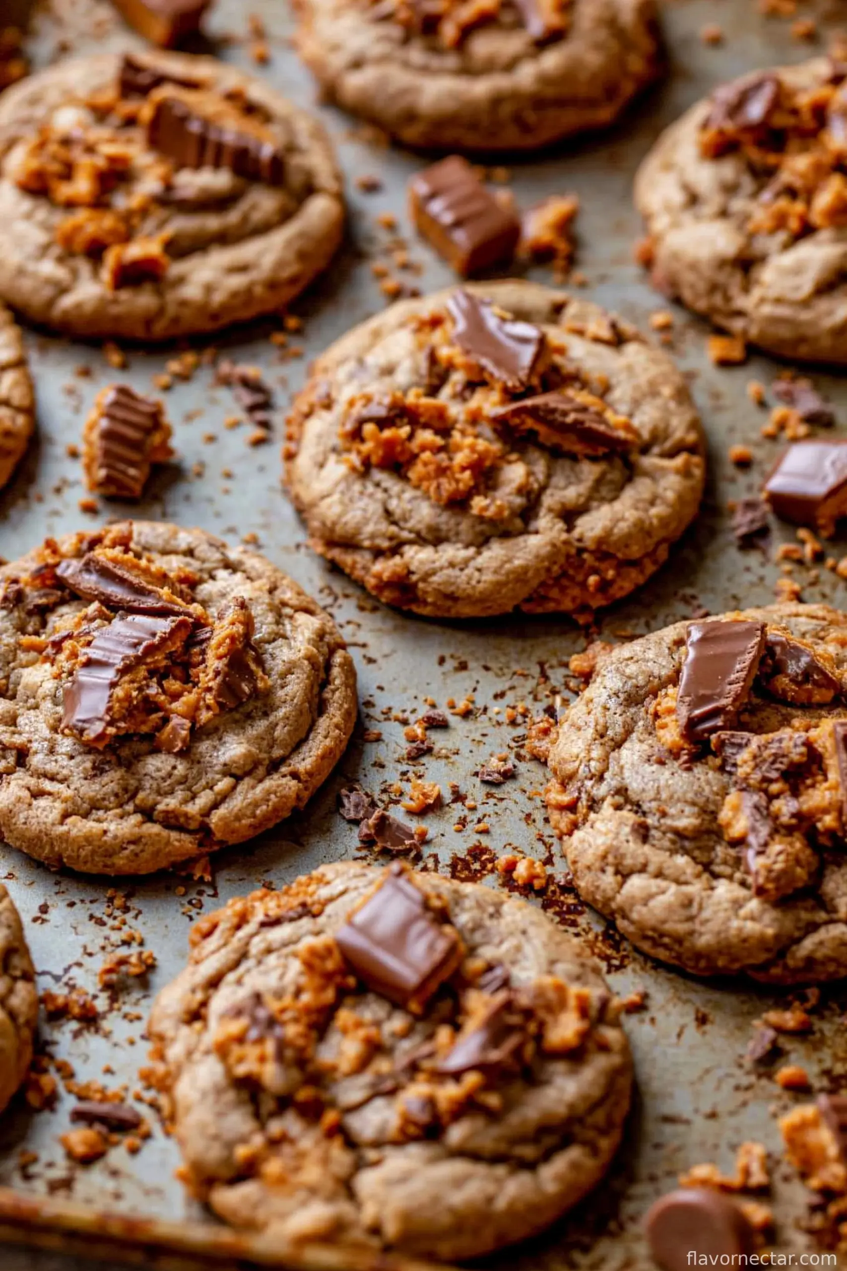 Thick and Chewy Peanut Butter Butterfinger Cookies
