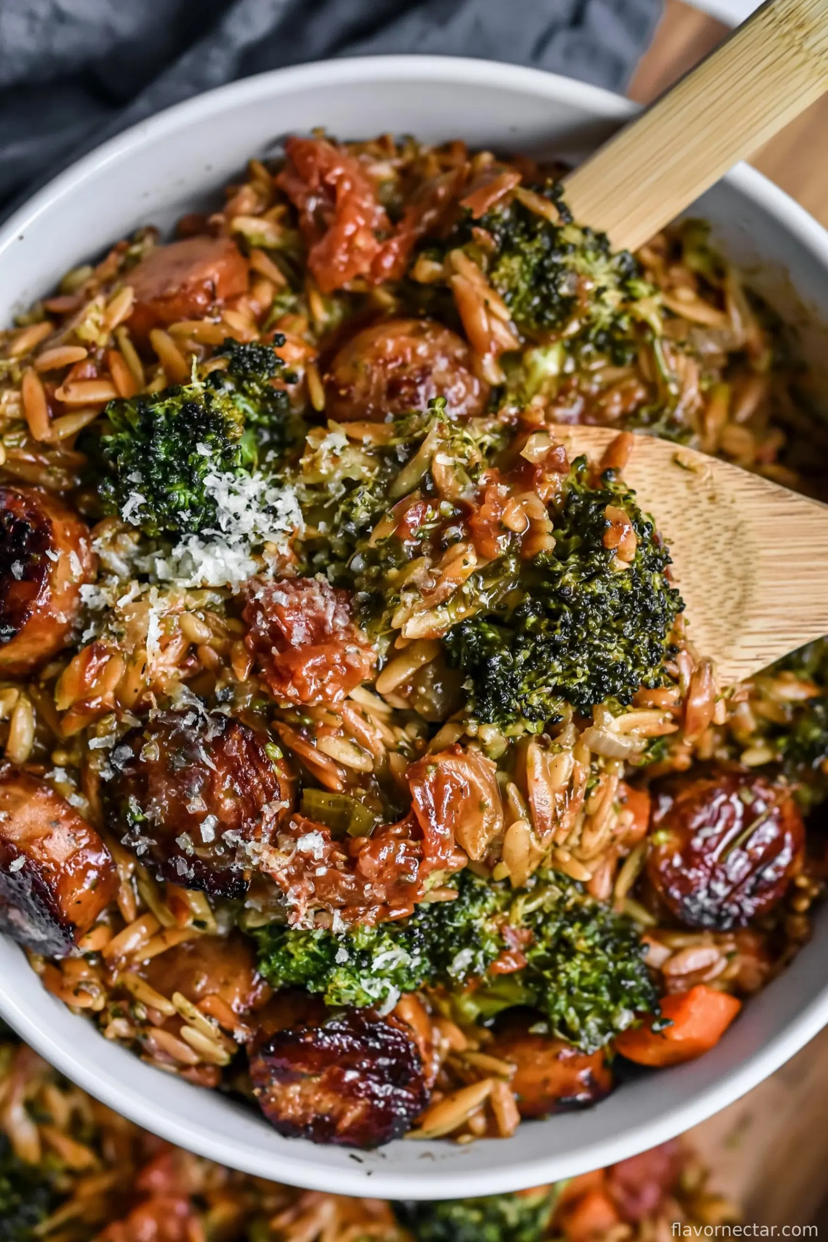 Chicken Sausage, Broccoli, and Orzo Skillet