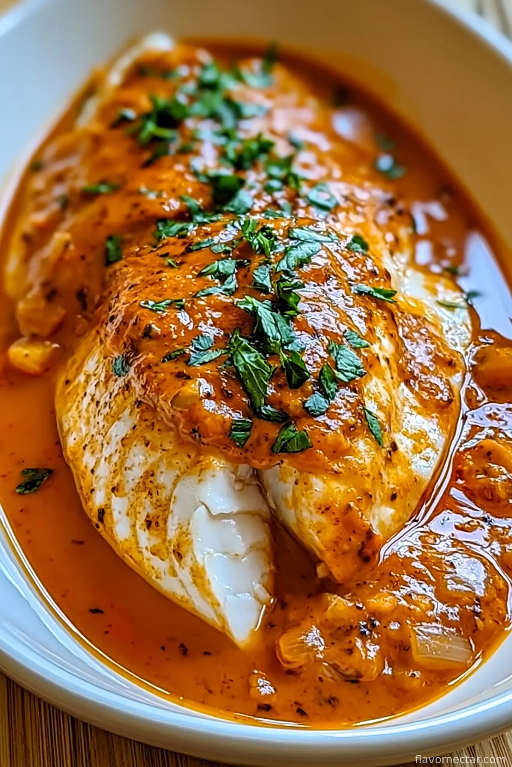 Savory Tilapia in Roasted Pepper Sauce